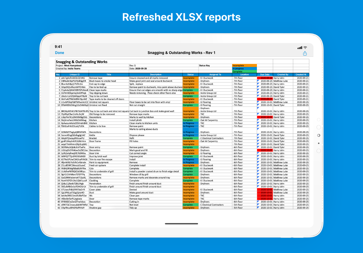 Excel reports