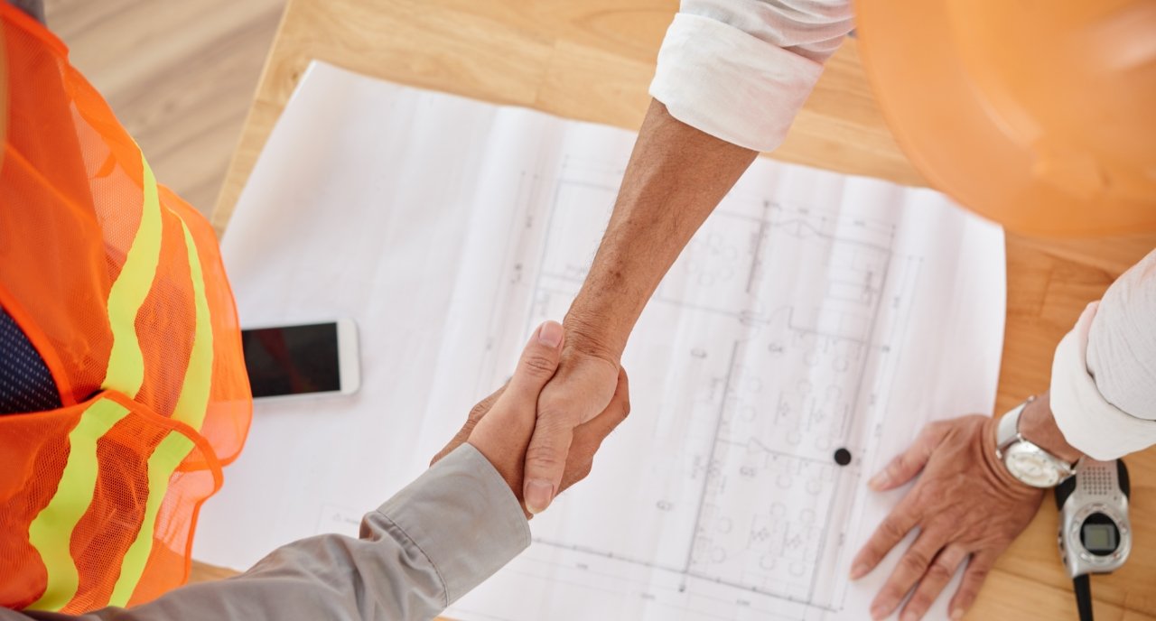 Worker hand shake